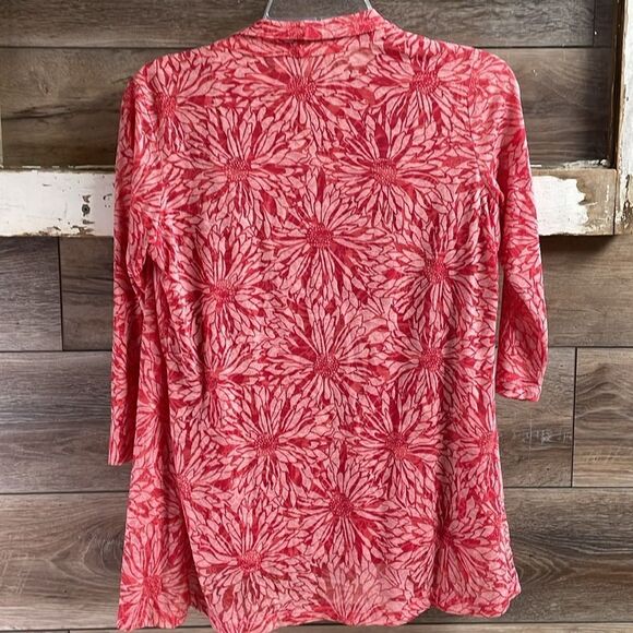 Sag Harbor Ladies 2pc Dress Blouse, Size Pete Small, Coral Floral - Picture 4 of 7